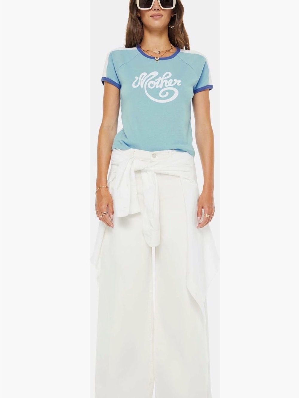 MOTHER Blue & White Raglan Graphic Tee - Picture 4 of 4